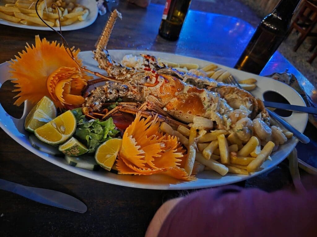 delfines grilled lobster. puerto jimenez osa peninsula